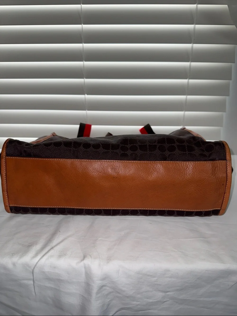 kate spade Brown Tote with Red and Black Straps